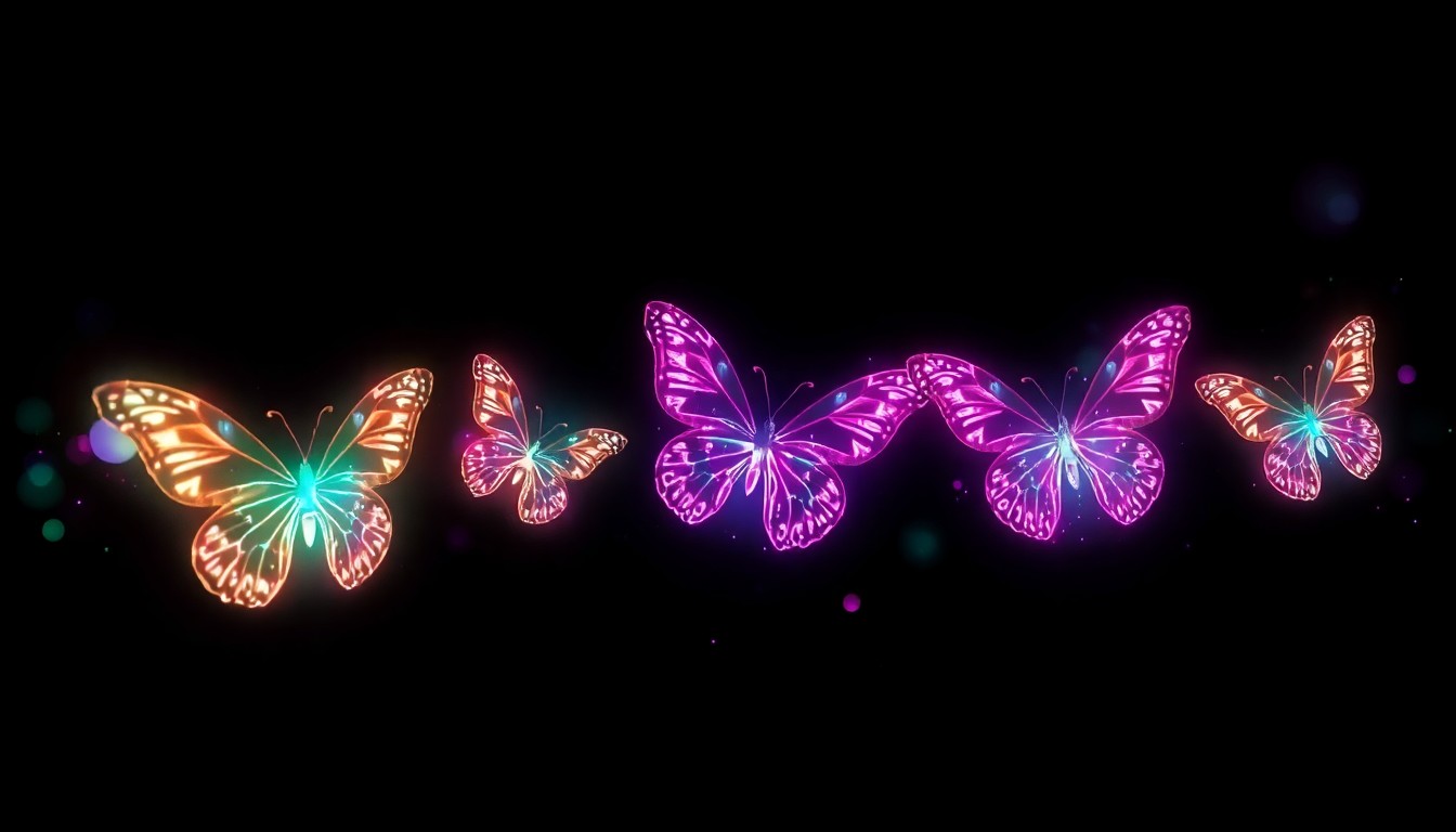 A glowing number 5 formed from luminescent butterflies with circuit-wing patterns, representing Claude Fable 5 — Anthropic's AI release