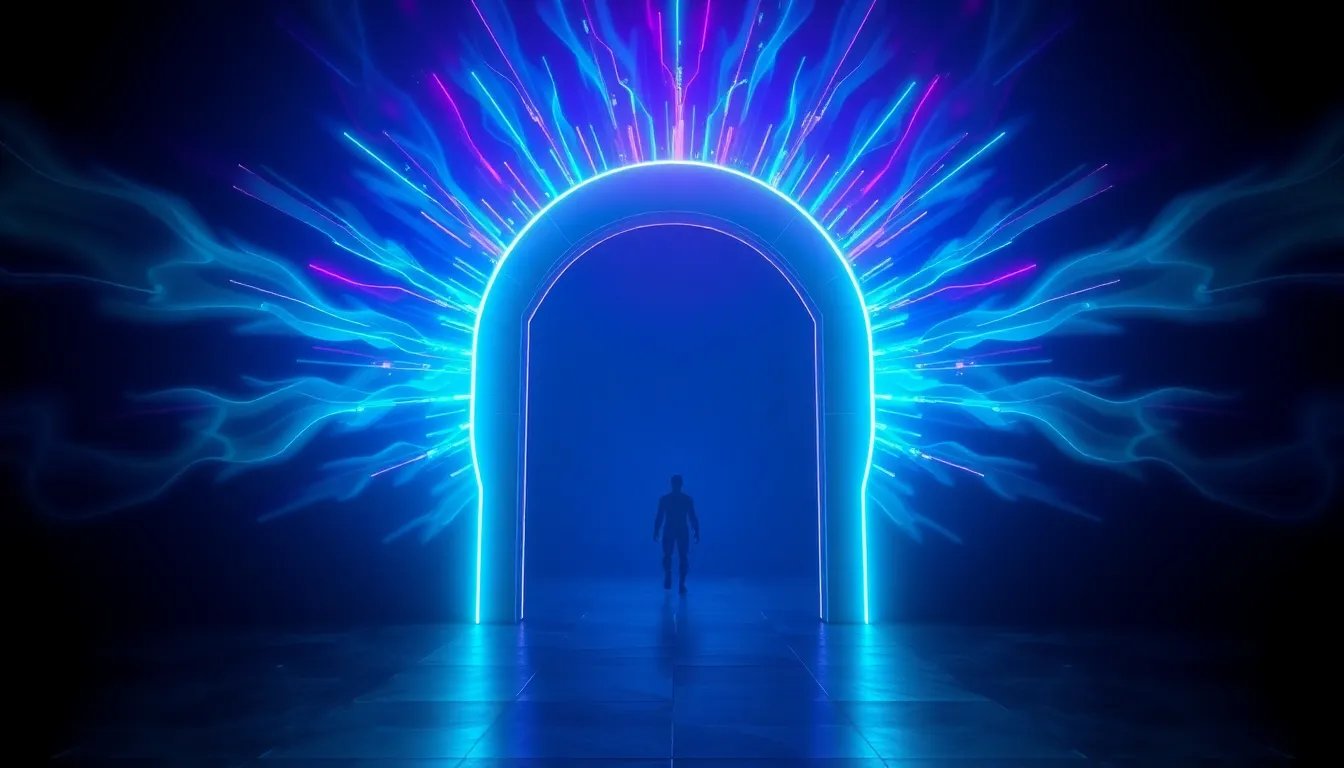 PinkLloyds launch announcement — glowing neon portal in near-black tech space